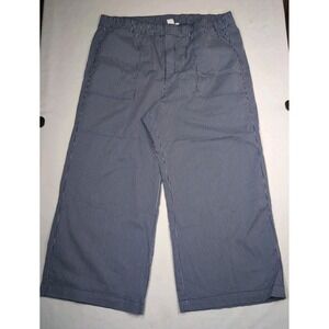 Gap Women's XXL Navy White Pin Striped Easy Pants Wide Leg High Waist‎ Crop